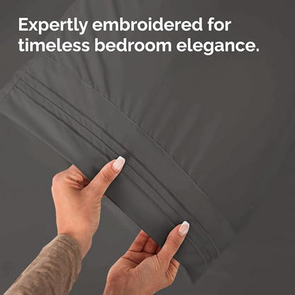King Pillow Cases Set of 4 - Ultra Soft Hotel Quality Pillowcase Covers - Comfy, Cozy & Wrinkle Free - Shrinkage, Stain and Fade Resistant - Machine Washable Pillow Protectors - 4 Piece Set - Charcoal