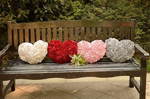 JWH Valentine's Day Throw Pillow Covers Decorative Flower Accent Pillow Cases Heart Shaped Cushion for Couch Living Room Bed Chair 14 x 16 Inches Pink