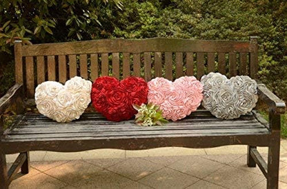 JWH Valentine's Day Throw Pillow Covers Decorative Flower Accent Pillow Cases Heart Shaped Cushion for Couch Living Room Bed Chair 14 x 16 Inches Pink