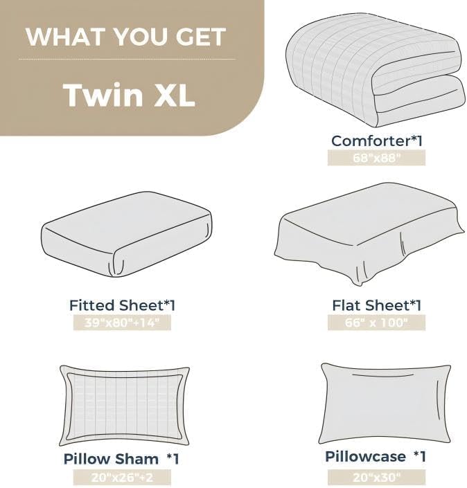 HYMOKEGE Lake Blue Twin XL Comforter Set Seersucker 5 Pieces, All Season Luxury Bed in a Bag for Bedroom, Bedding Set with Comforters, Sheets, Pillowcase & Sham