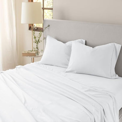 Jennifer Adams Eternal Sheet Set, 3-Piece Microfiber Sheets & Pillowcases - Ultra-Soft, Breathable and Wrinkle-Resistant (White, Twin)