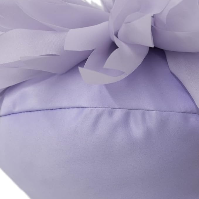 Decorative 3D Round Flower Pillow Handmade Daisy Floral Throw Pillow with Insert Cute Satin Accent Cushion for Sofa Bed Couch Living Room Brdroom Boho Home Decor 12 Inch Lavender Purple