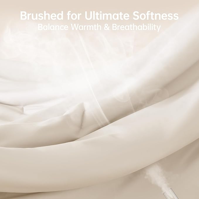 MUXHOMO Beige Oversized King Comforter Sets, All Season Ultra Soft Down Alternative Bedding - 3 Piece Lightweight Bed Set Includes 1 Comforter (120"x98") and 2 Pillow Shams (20"x36")