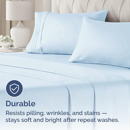 King Pillow Cases Set of 2 - Ultra Soft Hotel Quality Pillowcase Covers - Comfy, Cozy & Wrinkle Free - Shrinkage, Stain and Fade Resistant - Machine Washable Pillow Protectors - 2 Piece Set - Sky Blue