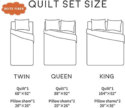 Bohemian Queen Size Quilt Comforter Sets 3 Pieces Quilts (1 Quilt, 2 Pillow Shams) Nordic Bedding Set Printed Coverlet with Pillowcase Lightweight Bedspread Set for All Seasons
