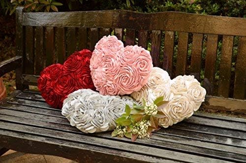 JWH Valentine's Day Throw Pillow Covers Decorative Flower Accent Pillow Cases Heart Shaped Cushion for Couch Living Room Bed Chair 14 x 16 Inches Gray