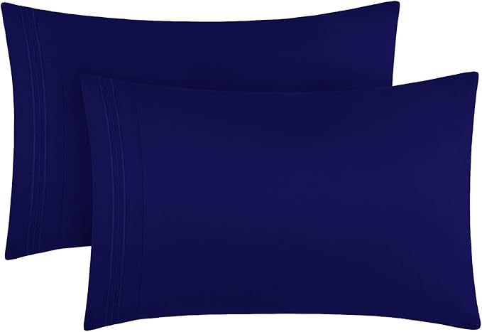 Mellanni Pillow Cases - Luxury, Extra Soft, Cooling Pillow Covers - 2 PC Iconic Collection Pillowcases - Envelope Closure (King 20"x40", Royal Blue)