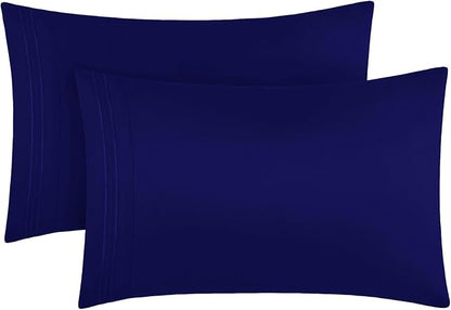Mellanni Pillow Cases - Luxury, Extra Soft, Cooling Pillow Covers - 2 PC Iconic Collection Pillowcases - Envelope Closure (King 20"x40", Royal Blue)