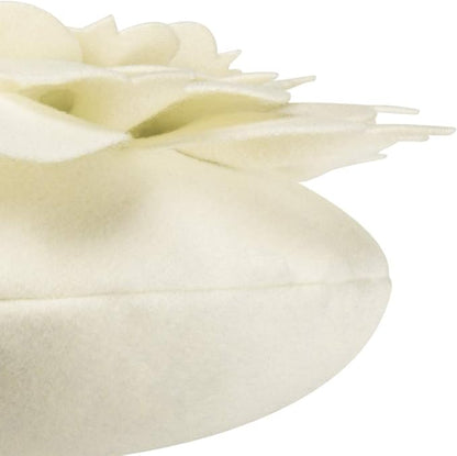 3D Flower Decorative Throw Pillow Accent Handmade Round Pillow Cushion with Insert for Home Couch Bedroom Decor 13 x 13 Inch White