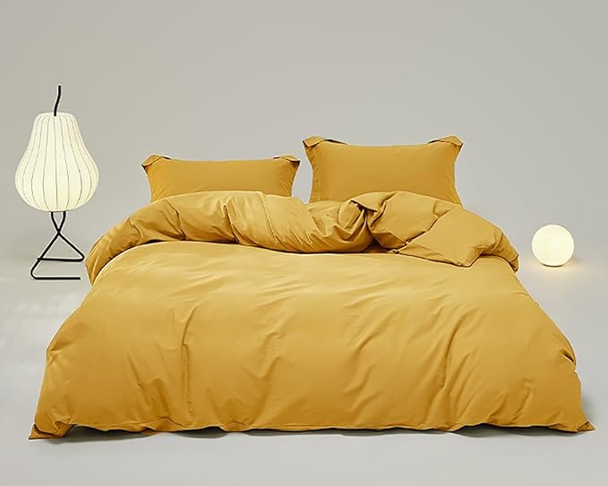 Houseri Mustard Yellow Comforter Set Twin Dark Yellow Bedding Twin Comforter Sets for Girls Yellow Comforters Toddler Boys Mustard Comforter Twin Ginger Yellow Bedding Sets Soft Dorm Comforter Twin