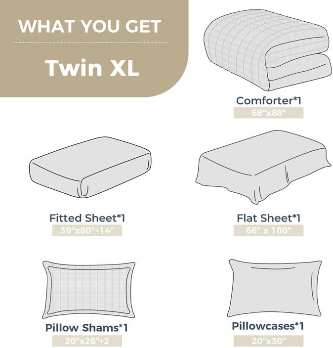 HYMOKEGE Mustard Yellow Twin XL Comforter Set Seersucker 5 Pieces, All Season Luxury Bed in a Bag for Bedroom, Bedding Set with Comforter, Sheets, Pillowcase & Sham