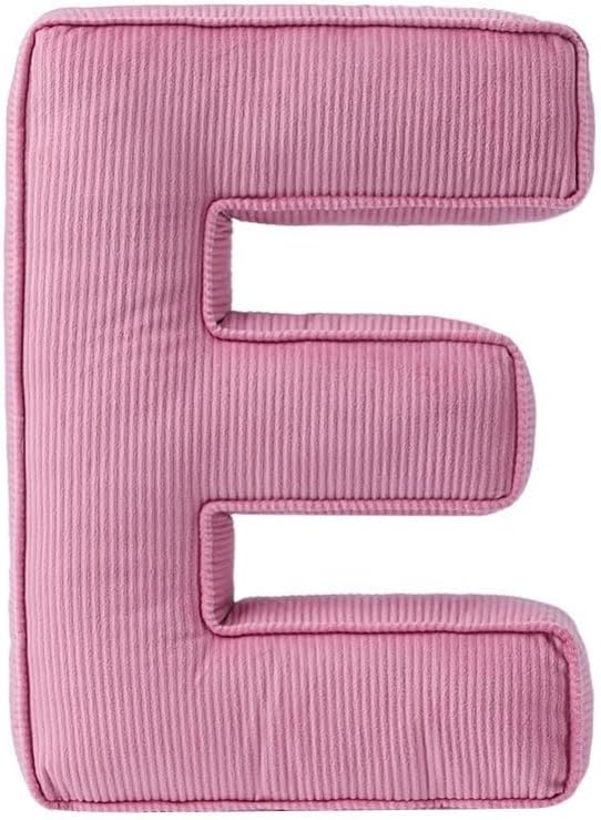 Pink Letter Plush Pillow, Letter Hugging Throw Pillows, Decorative Corduroy Initial Letter Shaped Throw Pillows, Letter Pillows English Alphabet A to Z for Sofa Bedroom Living Room Decor (E)
