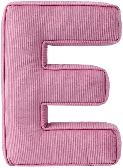 Pink Letter Plush Pillow, Letter Hugging Throw Pillows, Decorative Corduroy Initial Letter Shaped Throw Pillows, Letter Pillows English Alphabet A to Z for Sofa Bedroom Living Room Decor (E)