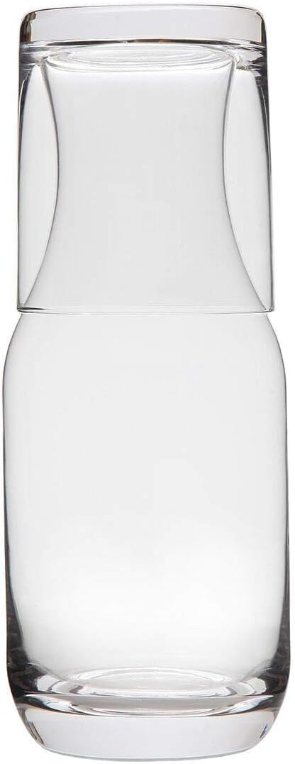 Lily's Home Bedside Night Water Carafe with Tumbler Glass, Use in Bedroom Bathroom, or Kitchen, Use Cup as Lid, 16 Ounces Contemporary