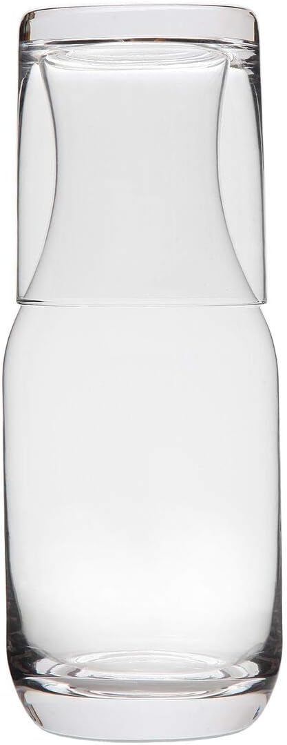 Lily's Home Bedside Night Water Carafe with Tumbler Glass, Use in Bedroom Bathroom, or Kitchen, Use Cup as Lid, 16 Ounces Contemporary