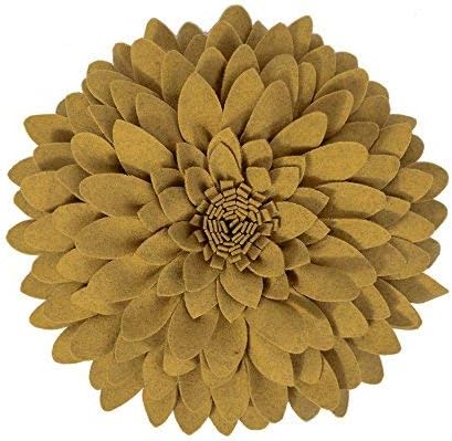 3D Flower Decorative Throw Pillows with Inserts Included Handmade Round Pillow Accent Cushions Home Couch Chair Decor Yellow 13 x 13 Inch