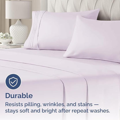 King Pillow Cases Set of 2 - Ultra Soft Hotel Quality Pillowcase Covers - Comfy, Cozy & Wrinkle Free - Shrinkage and Fade Resistant - Machine Washable Pillow Protectors - 2 Piece Set - Light Lavender