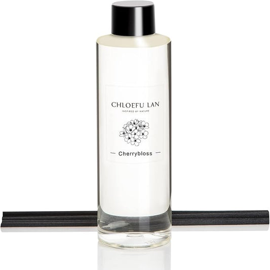 Chloefu LAN Cherry Blossoms Reéd Diffuser Refill 200ml/6.76 fl oz Natural Essential Scented Oil, Best for Aromatherapy, SPA and Home, 0% Alcohol