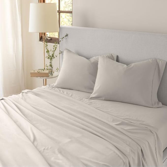 Jennifer Adams Eternal Sheet Set, 4-Piece Microfiber Sheets & Pillowcases - Ultra-Soft, Breathable and Wrinkle-Resistant (Linen, King)