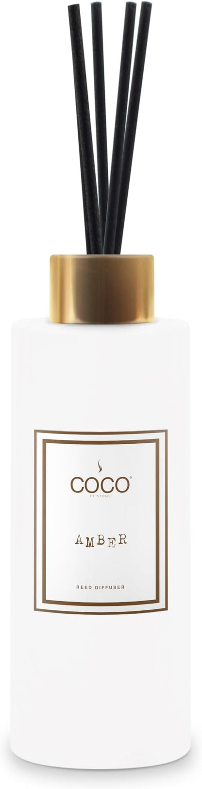 COCO by Stone 5oz Reed Diffuser (Amber) Luxury Scented Oil Diffuser Aromatherapy, Reed Diffusers for Home, Diffusing Oil Fragrance,Fragrance Products, Reed Diffusers for Home, Vegan