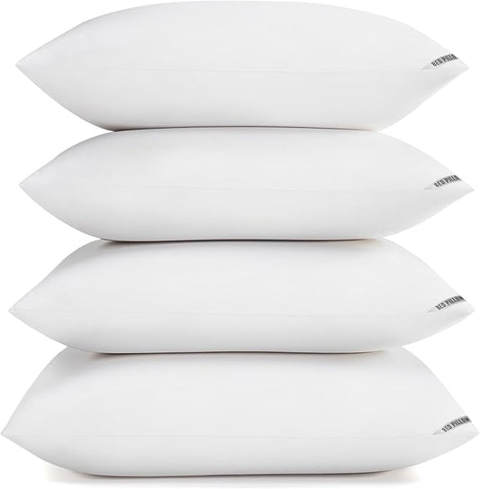 Bed Pillows King Size 4-Pack - Down Alternative Plush Fill for Back, Stomach & Side Sleepers - Breathable & Supportive Hotel Style Pillows