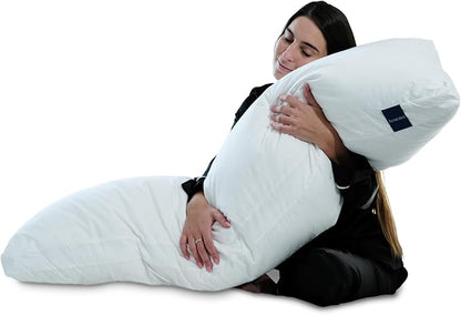 ACCURATEX Full Body Pillow for Adults - Hybrid Shredded Memory Foam Firm Body Pillow with Soft Fluffy Down Alternative Cotton Cover - Adjustable Loft Long Pillows for Sleeping