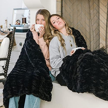 Minky Designs Jaguar Black Minky Blanket – Ultra Soft Faux Fur Throw Blanket for Couch, Bed & Home – Fluffy, Warm & Luxurious – Chic Collection (Medium, 50x60)