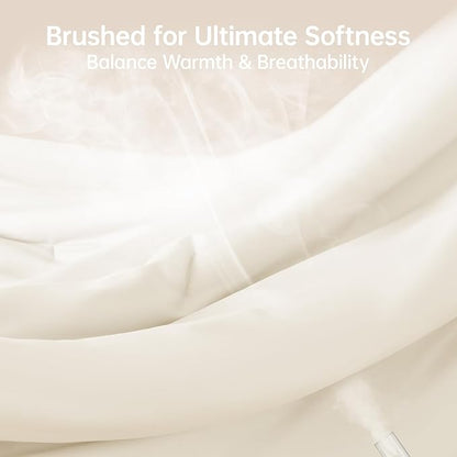 MUXHOMO Queen Comforter Set, All Season Ultra Soft Down Alternative Bedding - 3 Piece Lightweight Bed Set Includes 1 Comforter (90"x90") and 2 Pillow Shams (20"x26"), Ivory