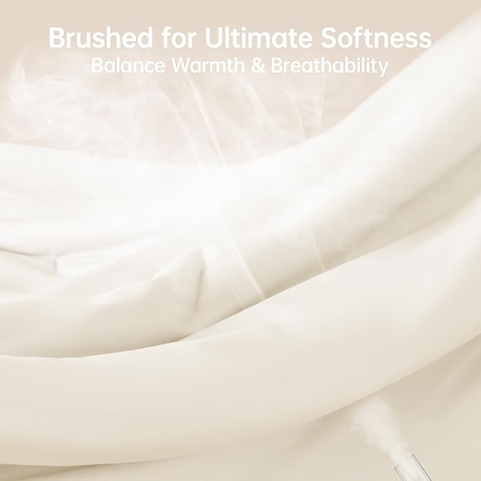 MUXHOMO Oversized Queen Comforter Sets, All Season Ultra Soft Down Alternative Bedding - 3 Piece Lightweight Bed Set Includes 1 Comforter (98"*98") and 2 Pillow Shams (20"x26"), Ivory