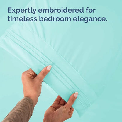 Queen Pillow Cases Set of 6 - Ultra Soft Hotel Quality Pillowcase Covers - Comfy, Cozy & Wrinkle Free - Shrink, Stain and Fade Resistant - Machine Washable Pillow Protectors - 6 Piece Set - Spa Blue