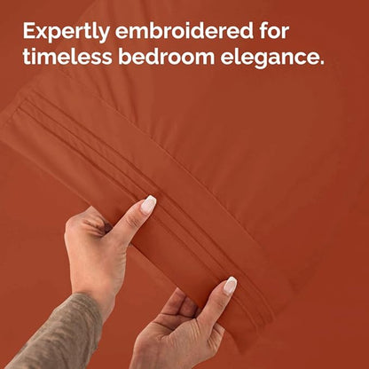 Queen Pillow Cases Set of 4 - Ultra Soft Hotel Quality Pillowcase Covers - Comfy, Cozy & Wrinkle Free - Shrink, Stain & Fade Resistant - Machine Washable Pillow Protectors - 4 Piece Set - Terracotta