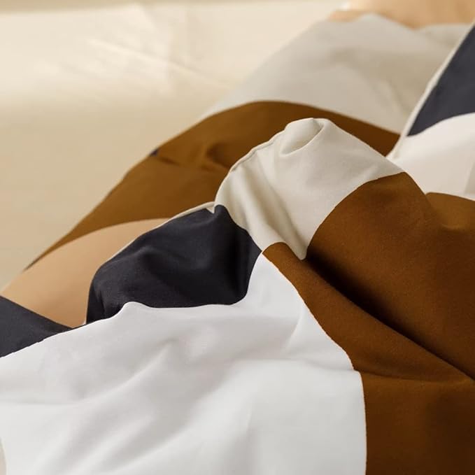 CLOTHKNOW Plaid Comforter Set Twin/Twin XL Brown White Grid Bedding Comfrter Sets Beige Khaki Black Checkere Bedding Sets Geometric Comforter Colorful Plaid