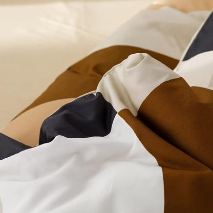 CLOTHKNOW Plaid Comforter Set Twin/Twin XL Brown White Grid Bedding Comfrter Sets Beige Khaki Black Checkere Bedding Sets Geometric Comforter Colorful Plaid