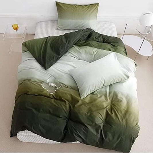 Houseri Gradient Army Green White Comforter Set California King, 3 Piece Dark Olive Green Bedding Cal King Size Luxury Light Green Ombre Dizzying Bed Sets Men Women Forest Green Quilt Blanket Cal King