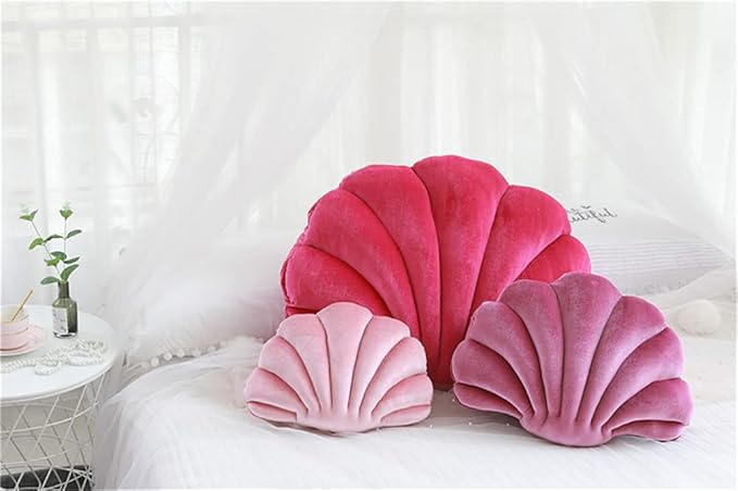 Patty Both Seashell Decorative Pillow Velvet Seashell Throw Pillow, Sea Shell Shaped Throw Pillow Decorative Pillows for Bed Couch Home Office Decor (Pink, Medium(17.2 * 13.2in 0.55kg))