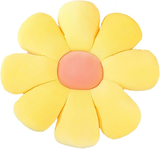 Flower-Shaped Cute Pillow, Flower Cushion, Reading Pillow and Leisure and Comfortable Pillow, Car Cushion (Yellow, 40cm*40cm)