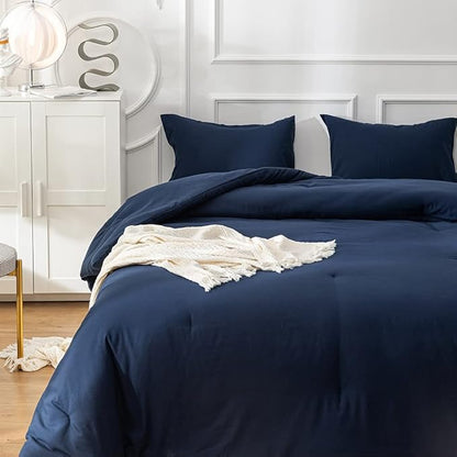 KAREVER Solid Navy Comforter Twin Navy Blue Bedding Set Kids Soft Bedding Quilt Set Teens Breathable Durable Blanket
