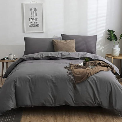 CLOTHKNOW Grey King Size Comforter Set Dark Gray Bedding Comforter Sets Soft Boys Men Comforter with 2 x Pillow Cases