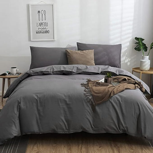 CLOTHKNOW Grey California King Comforter Set Dark Gray Bedding Comforter Sets All Season Grey Comforter Men Women Comforter with 2 x Pillow Cases