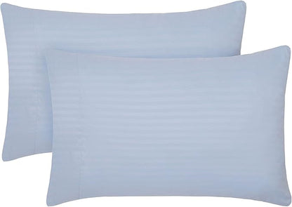 Mellanni Pillow Cases - Luxury, Extra Soft, Cooling Pillow Covers - 2 PC Iconic Collection Pillowcases - Envelope Closure (Standard/Queen 20" x 30", Striped Light Blue)