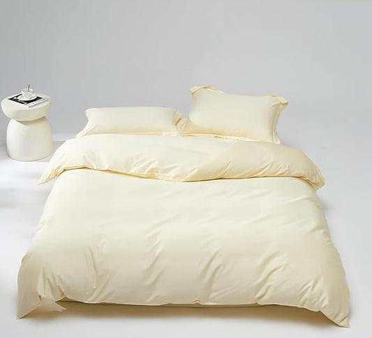 Houseri Ivory Comforter Set Queen Beige Yellow Bedding Size Off White Sets for Women Girls Cream Blanket Queen(90''*90''-Comforter)