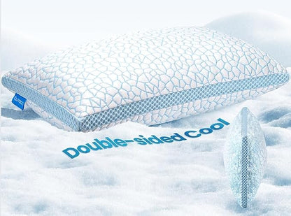 QUTOOL Cooling Pillows for Hot Sleeping, Shredded Memory Foam Pillows Standard Size Set of 1,Adjustable Soft & Firm Gel Bed Pillow for Side, Back, Stomach Sleepers