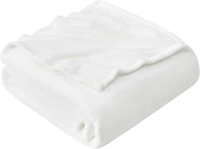 Hansleep Fleece White Blanket King for Bed, Super Soft Flannel Fuzzy King Plush Cozy Blanket for All Seasons, White, King 90x108 Inches
