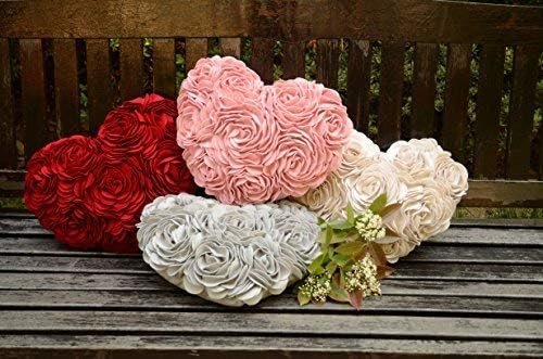 JWH Valentine's Day Throw Pillow Covers Decorative Flower Accent Pillow Cases Heart Shaped Cushion for Couch Living Room Bed Chair 14 x 16 Inches Gray