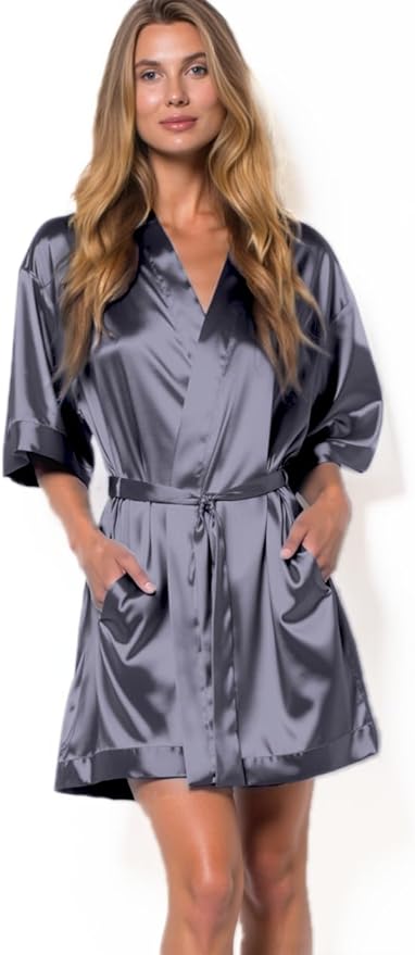 Turquaz Women's Bride Bridesmaids Silky Robe Satin Kimono Robes for Women Lingerie
