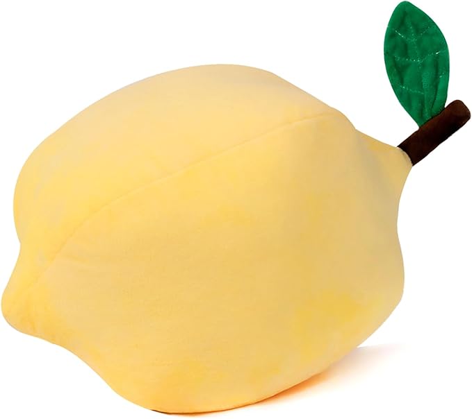 Marble Empire Lemon Throw Pillow for Couch, 15-Inch Yellow Fruit Shaped Decorative Pillow, Soft Plush Hugging Pillow for Living Room, Bedroom & Office Decor