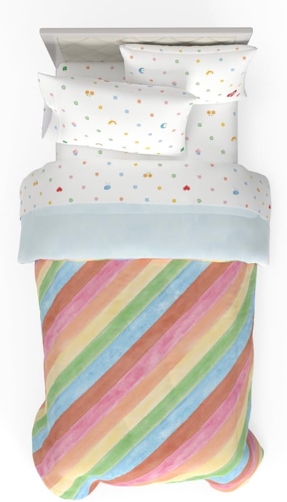 Care Bears Classic Super Soft Cozy Reversible Microfiber Comforter and Sheet Set, 4 Piece Twin Size, (Official Licensed Product) by Franco Collectibles