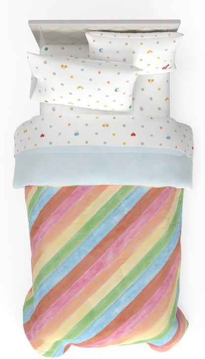 Care Bears Classic Super Soft Cozy Reversible Microfiber Comforter and Sheet Set, 4 Piece Twin Size, (Official Licensed Product) by Franco Collectibles
