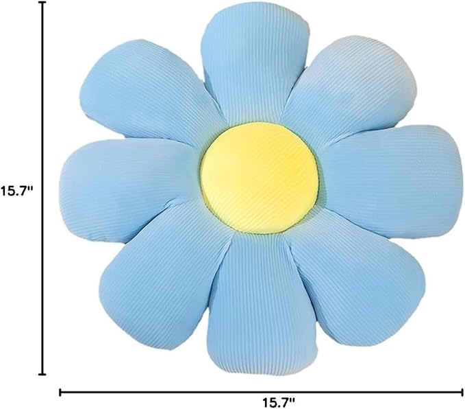 Flower-Shaped Cute Pillow, Flower Cushion, Reading Pillow and Leisure and Comfortable Pillow, Car Cushion (Blue, 40cm*40cm)