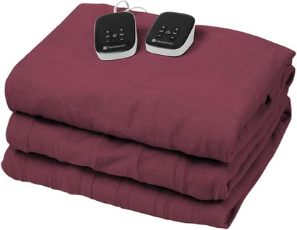 OakRidge Digital Comfort Fleece Heated Queen Blanket - Burgundy, 100% Polyester, Machine Washable, Oeko-TEX Certified, Perfect for Warm Nights, Controlled Heat Settings